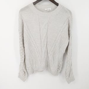 88th and Madison Cable Open Knit Sleeve Sweater Top Long Sleeve